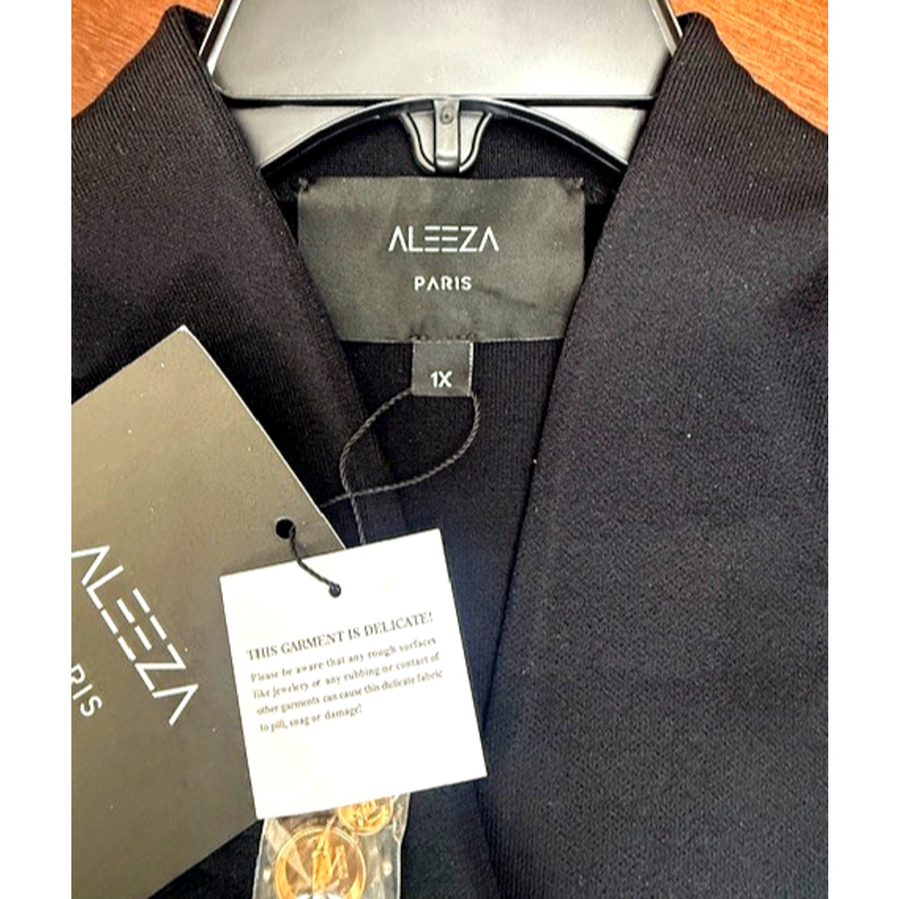 NWT Aleeza Paris Marcey Black Gold Buttons Luxury Knit Blazer Size 1X MSRP $250 - Picture 5 of 14